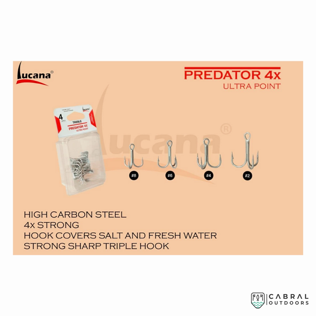 Lucana Predator 4X Ultra Point Treble Hook | Size:1-6