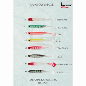 Lucana Rainbow Shade Soft Fishing Lure | Size: 10cm | 5g | 4pcs/pk