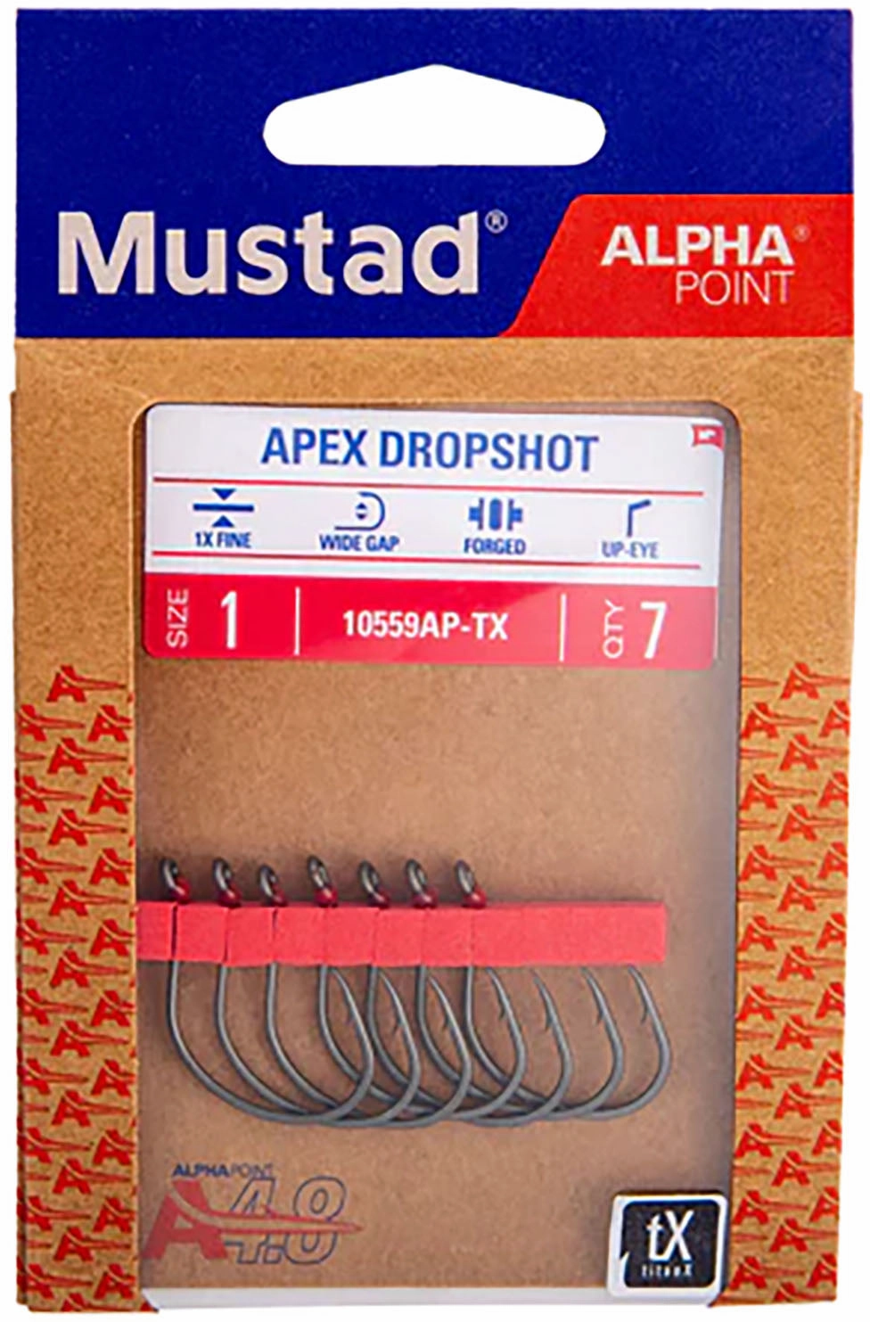Mustad Alpha-Point Inline Apex Dropshot Hooks