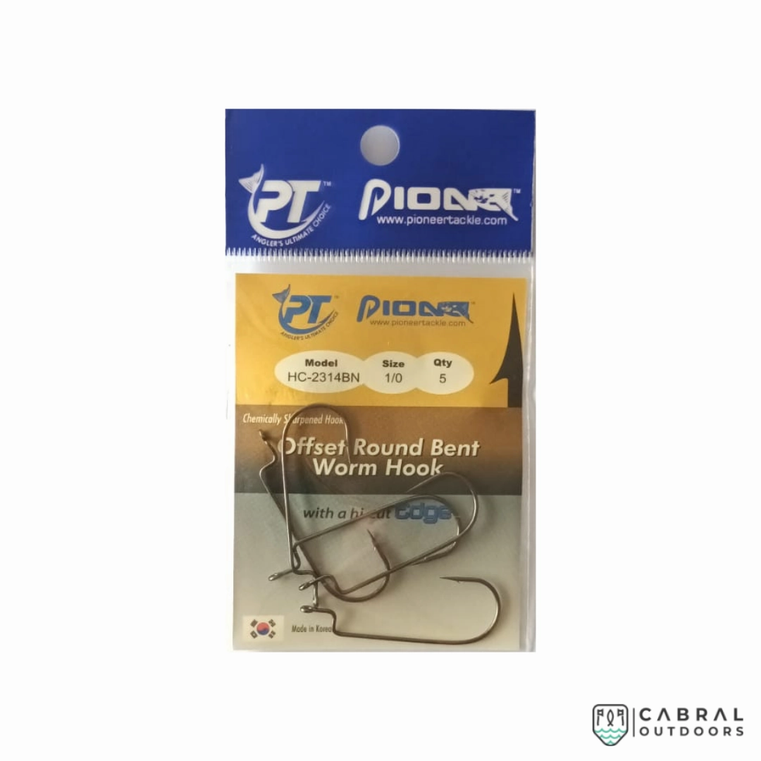 Pioneer Offset Round Bent  Worm Hooks | Size: 1/0-4/0