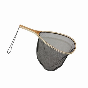 Premium Wooden Landing Trout Net - (Black Ace Nylon)
