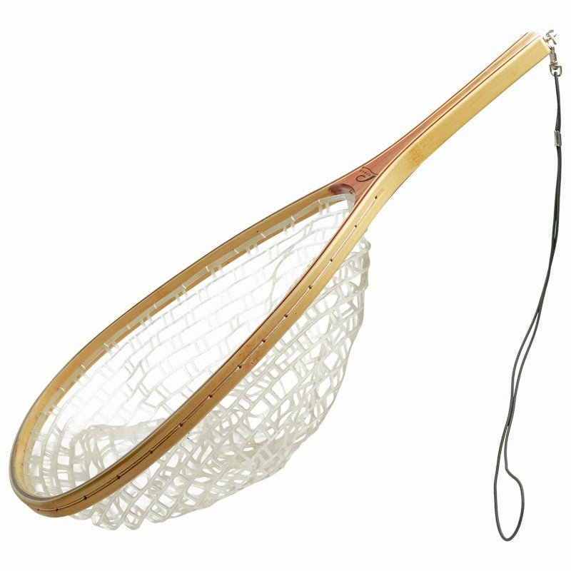 Premium Wooden Rubber Trout Net - (Clear Rubber)