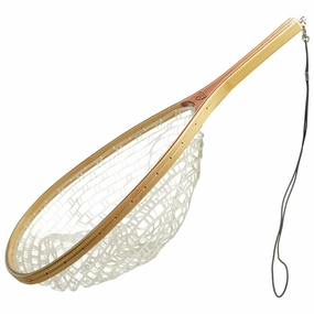 Premium Wooden Rubber Trout Net - (Clear Rubber)