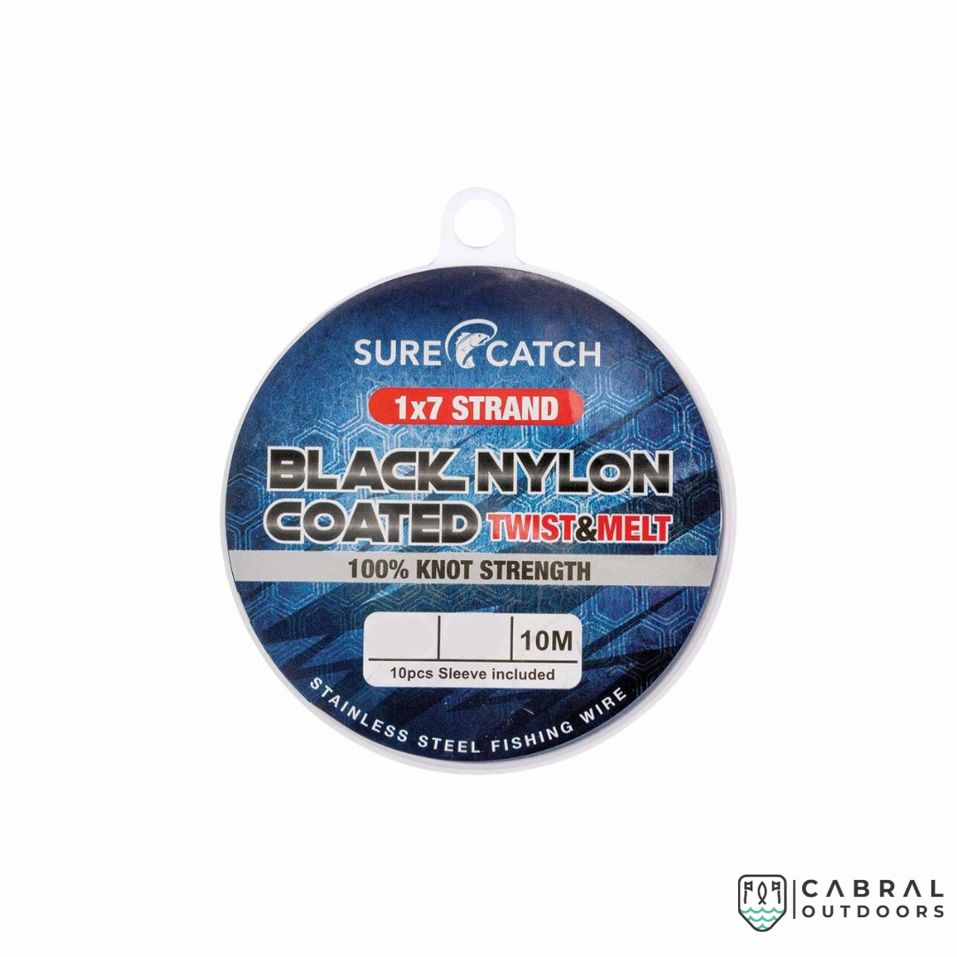 Sure Catch 1x7 Black Nylon coated Wire Leader | 10M
