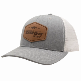 Triton Leather Patch Hat - Heather Gray/White
