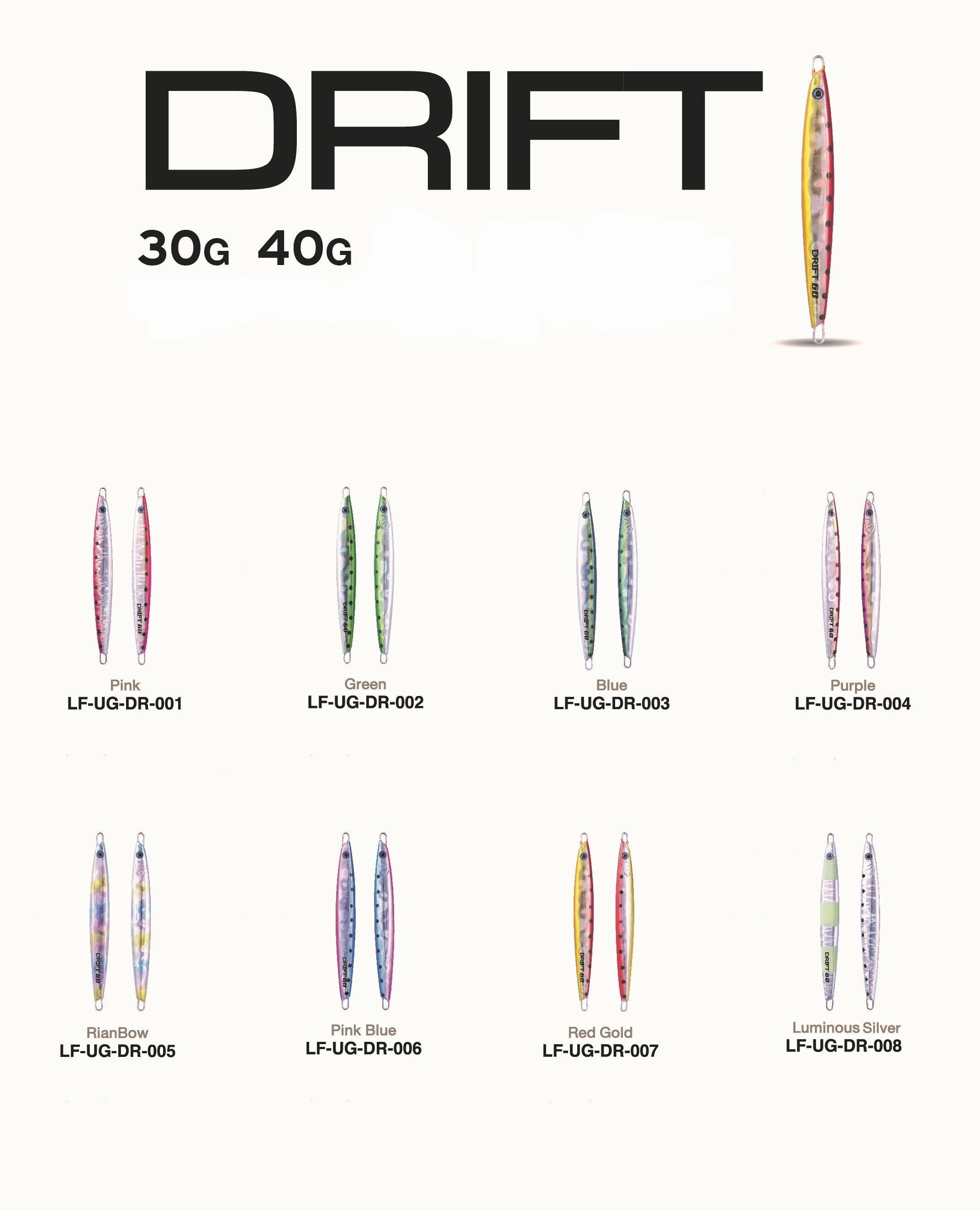 Underground Metal Jig Drift 8.5 cm and 9cm | 30g and 40g (No Hooks)